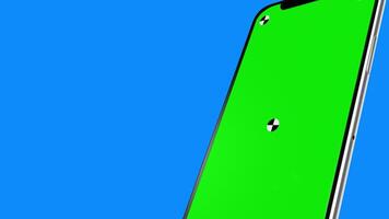 iPhone mockup green screen with marks for tracking, iPhone isolated on chroma key, iPhone, 3d render of an iPhone mockup on blue background video