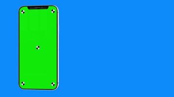 Smartphone with green screen and marks for tracking. Phone display with black key. video