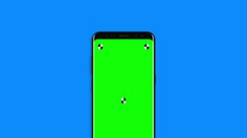 3d render of smartphone with green screen and marks for tracking - phone rotations and movements. video
