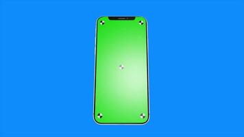 3D render of two smartphone with a green background. Rotating in screen. With a green screen for easy keying. Easy customisable tracker. video