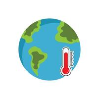 Global warming symbol with thermometer. Warm earth isolated on white background. Modern flat design vector