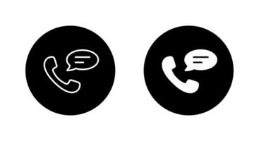 Phone handset with speech bubble icon on black circle. Talk on telephone sign symbol vector