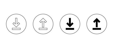 Download and upload button icon on circle line. Downloading and uploading concept vector