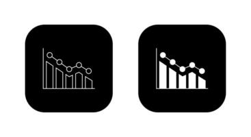 Decrease graph icon on black square. Statistic concept vector