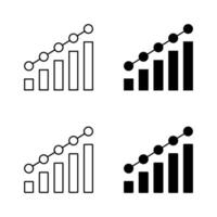 Statistic icon set in generic style. Growing chart sign. Growth bar symbol vector
