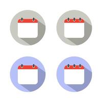Blank calendar icon with long shadow. Date, event sign symbol vector