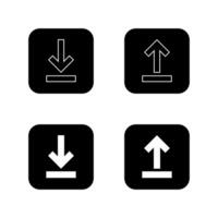 Download and upload icon on black square. Downloading and uploading concept vector
