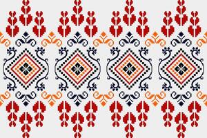 Pixel ethnic pattern oriental traditional. Design fabric pattern Indian seamless Aztec style abstract illustration vector
