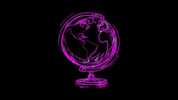 Neon frame effect, Globe symbolizing global business, trade, and international markets on black background video