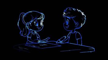 Neon frame effect, Contract deals, and paperwork on black background video