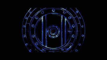 Neon frame effect, Safe symbolizing security, protection of assets, and savings on black background video