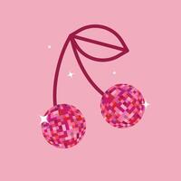 A pink background with a picture of a cherry on it vector