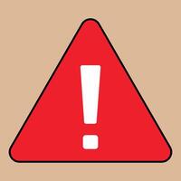 Red triangle warning sign icon isolated with an exclamation mark vector