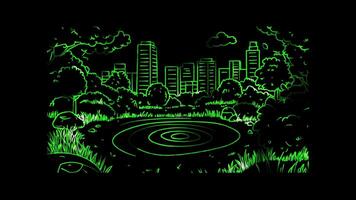 Neon frame effect, Target symbolizing goals, objectives, and market targeting on black background video