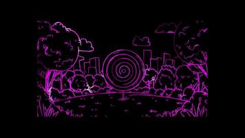 Neon frame effect, Target symbolizing goals, objectives, and market targeting on black background video