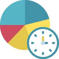 A pie chart and a clock next to each other vector