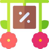 A flower hanging from a wooden frame with a sign on it vector