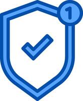 A blue shield with a tick mark on it vector