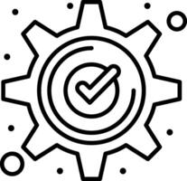 A black and white image of a gearwheel with a tick mark vector