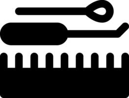 A black and white icon of a comb and scissors vector