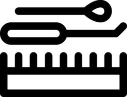 A black and white icon of a comb and scissors vector
