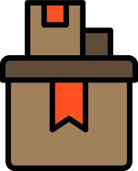 A box with a ribbon on it and a red ribbon vector