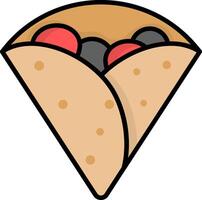 A taco with blackberries and red berries on it vector