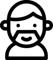 A man with a beard and mustache is shown in a black and white line icon vector