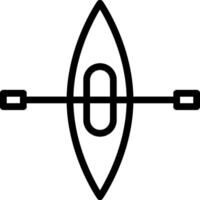 A black and white image of a canoe with a paddle vector