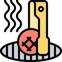 A grill with a meat ball on it vector