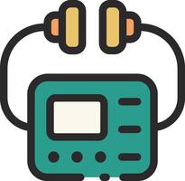 A portable music player with headphones and a microphone vector
