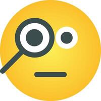 A yellow smiley face with a magnifying glass vector