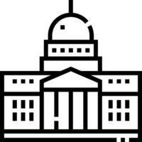 A black and white drawing of a building with a dome vector