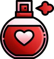 A red perfume bottle with a heart vector