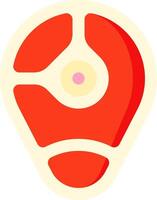 A red and white pin with a red dot in the center vector