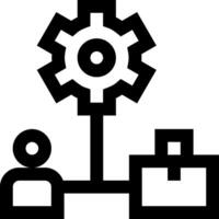 A black and white image of a person and a gear vector