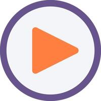 A play button in a purple circle vector