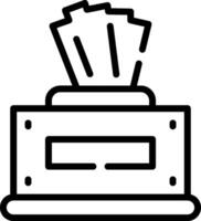 A black and white image of a box with money vector
