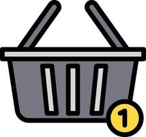 A shopping basket with a number one in the middle vector