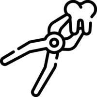 A tooth is being held by pliers vector