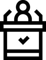 A black and white image of a box with a check mark on it vector