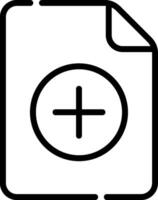 A black and white image of a file with a plus sign vector