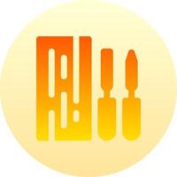 A yellow and orange icon with a hammer and a nail vector