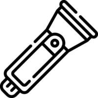 A black and white drawing of a flashlight vector