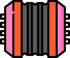 An accordion icon with a black and red stripe vector