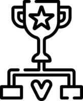 A black and white icon of a trophy with a star vector