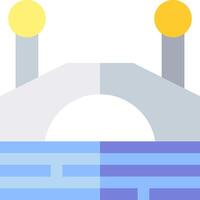 A bridge over water with two lights vector