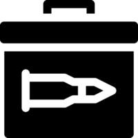 A black and white icon of a gun in a box vector