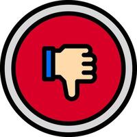 A red and white button with a thumb up vector