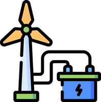 An icon of a wind turbine and a battery vector